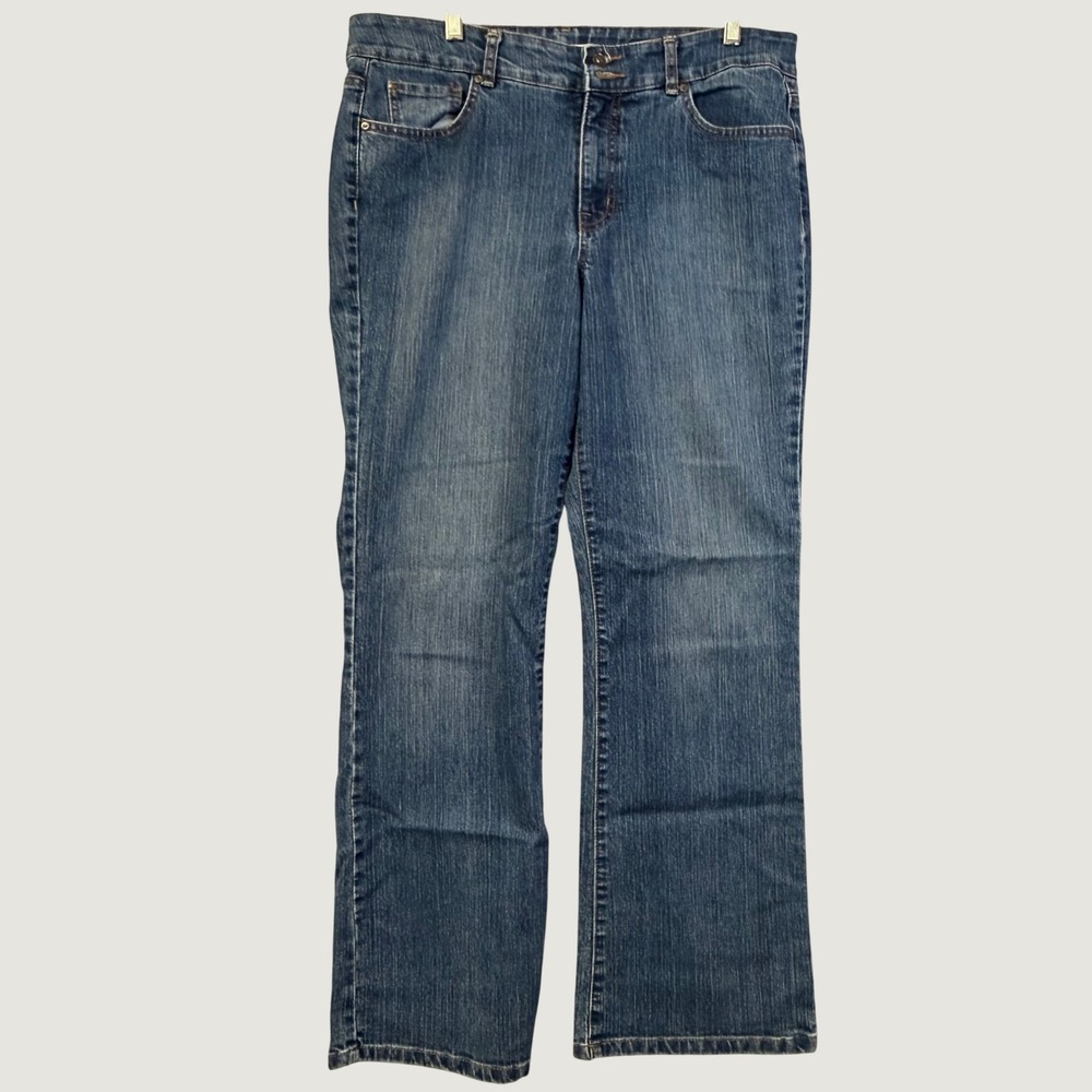Bandolino Blu Arianna Womens Med Wash Straight Leg Jeans Double Button Pockets